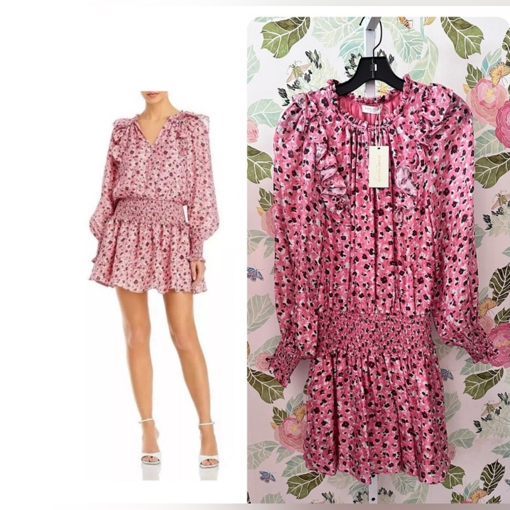RAMY BROOK Penelope Ruffle Mini Dress Pink NWT - Picture 3 of 5